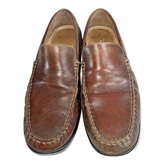 Ecco Size US 8/8.5 Classic 2.0 Loafer Shoes Brown Moc Toe Leather Slip-On - Picture 4 of 12